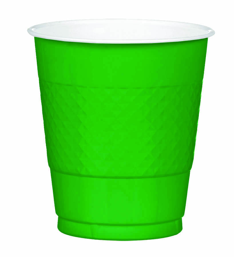 green plastic cups