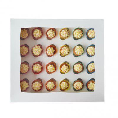 24 Hole White Mini Cupcake Box - Bulk 10 Pack