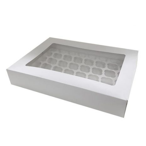48 Hole White Mini Cupcake Box - Bulk 10 Pack