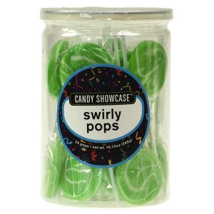 Green Swirly Lollipops - 24 Pack