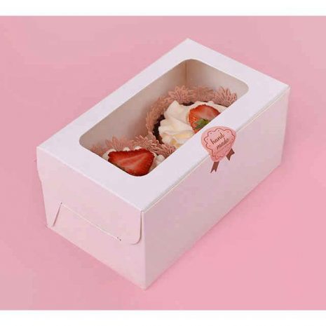 2 Hole White Cupcake Box