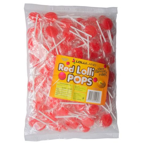 Red Flat Lollipops - Bulk 1kg