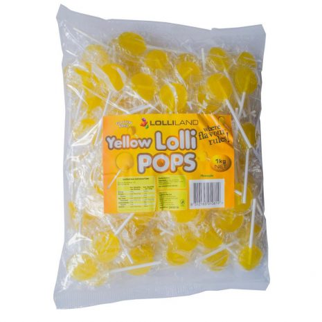 Yellow Flat Lollipops - Bulk 1kg