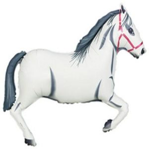 42" White Horse Supershape Foil Balloon