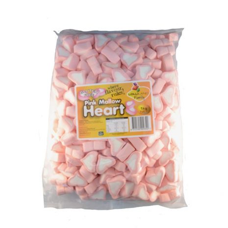 Pink Marshmallow Hearts - Bulk 1kg
