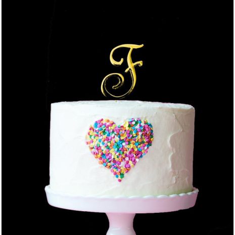 GOLD Cake Topper (7cm) - LETTER F