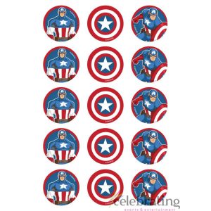 Captain America Cupcake Edible Images 15pk