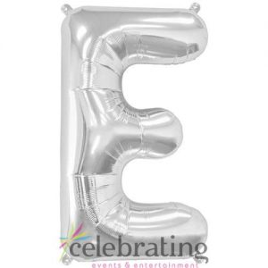 14in Silver Letter E Air-fill Foil Balloon