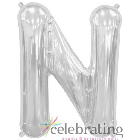 14in Silver Letter N Air-fill Foil Balloon