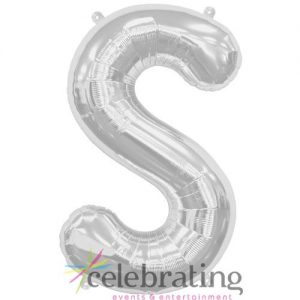 14in Silver Letter S Air-fill Foil Balloon