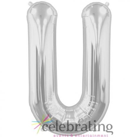 14in Silver Letter U Air-fill Foil Balloon