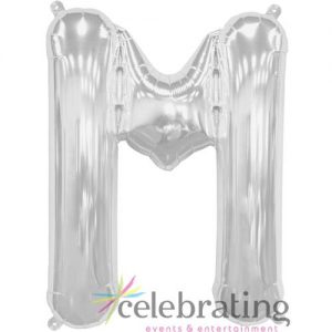 14in Silver Letter M Air-fill Foil Balloon