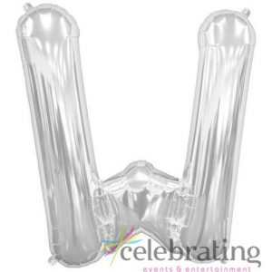 14in Silver Letter W Air-fill Foil Balloon