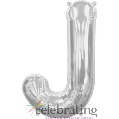 14in Silver Letter J Air-fill Foil Balloon