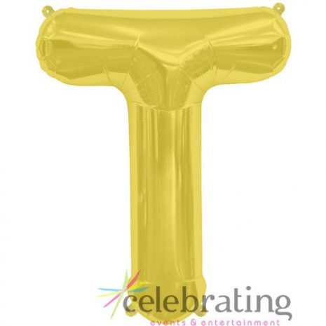 14in Gold Letter T Air-fill Foil Balloon