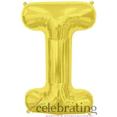 14in Gold Letter I Air-fill Foil Balloon