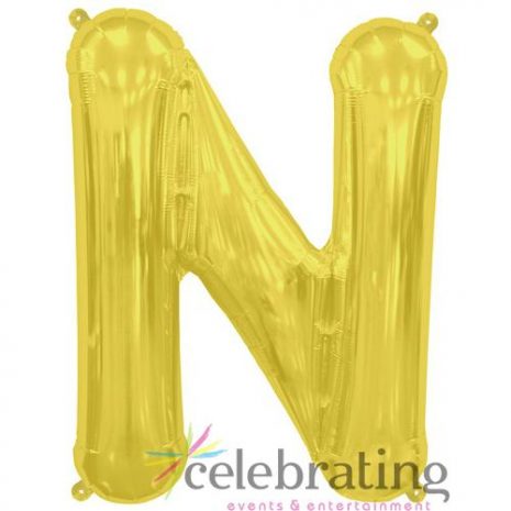 14in Gold Letter N Air-fill Foil Balloon
