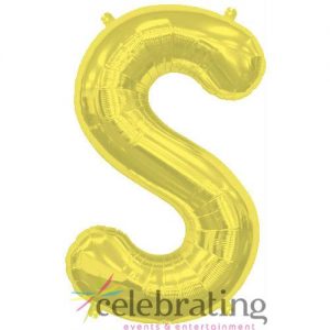 14in Gold Letter S Air-fill Foil Balloon