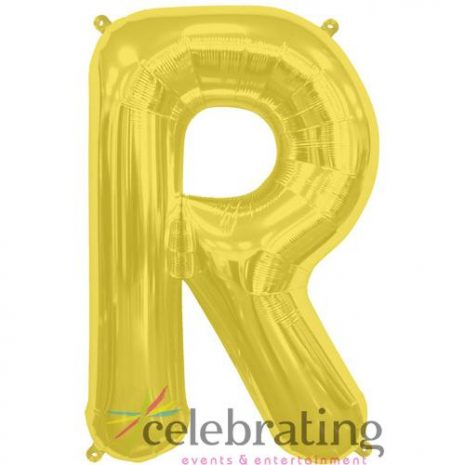 14in Gold Letter R Air-fill Foil Balloon