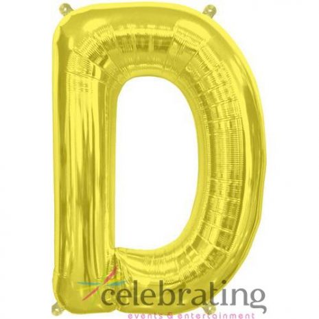 14in Gold Letter D Air-fill Foil Balloon