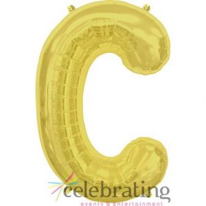 14in Gold Letter C Air-fill Foil Balloon