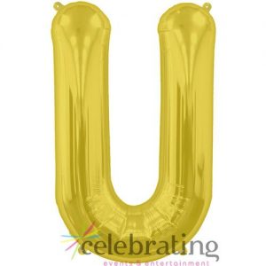 14in Gold Letter U Air-fill Foil Balloon