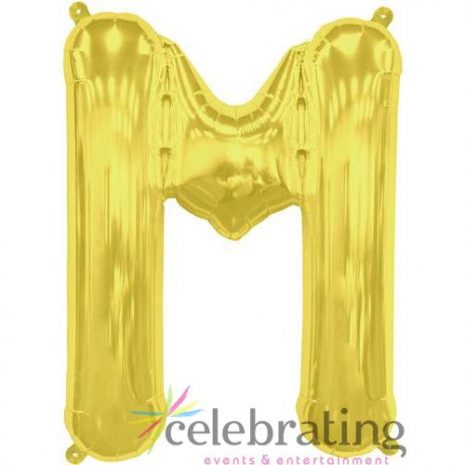 14in Gold Letter M Air-fill Foil Balloon