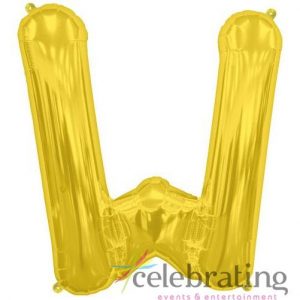 14in Gold Letter W Air-fill Foil Balloon