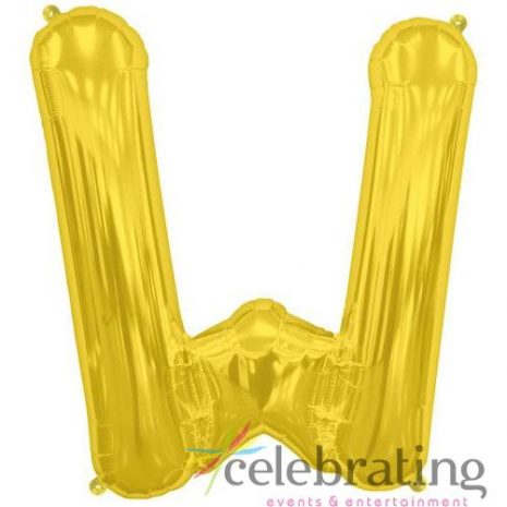 14in Gold Letter W Air-fill Foil Balloon