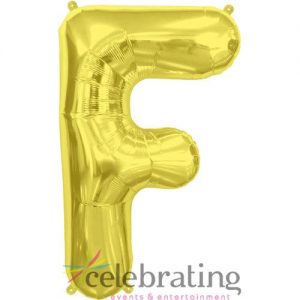 14in Gold Letter F Air-fill Foil Balloon