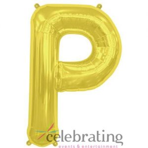 14in Gold Letter P Air-fill Foil Balloon