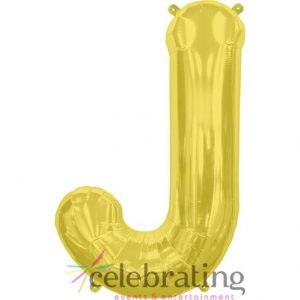 14in Gold Letter J Air-fill Foil Balloon