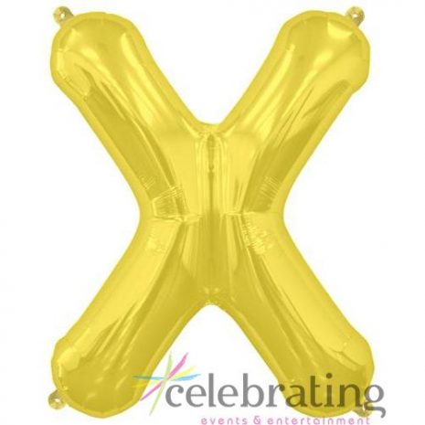 14in Gold Letter X Air-fill Foil Balloon