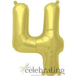14in Gold Number 4 Air-fill Foil Balloon
