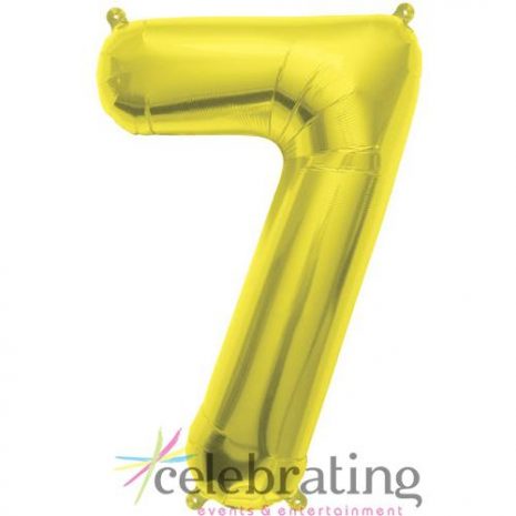 14in Gold Number 7 Air-fill Foil Balloon