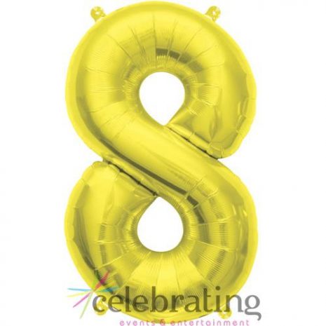 14in Gold Number 8 Air-fill Foil Balloon
