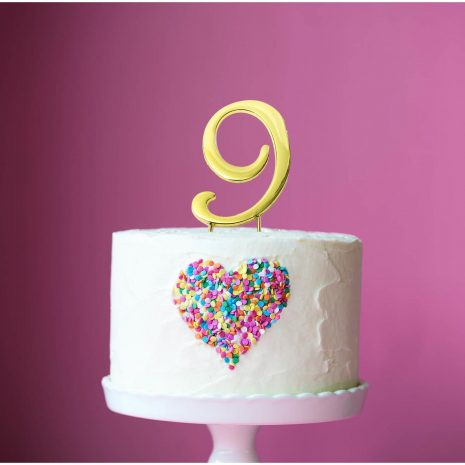 GOLD Cake Topper (7cm) - NUMBER 9