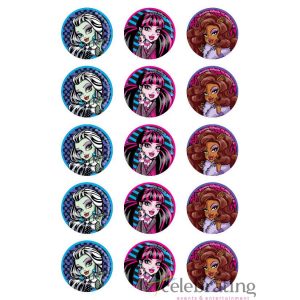 Monster High Cupcake Edible Images 15pk