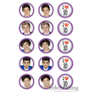 One Direction Cupcake Edible Images 15pk