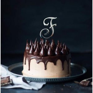 SILVER Cake Topper (7cm) - LETTER F