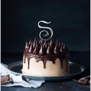 SILVER Cake Topper (7cm) - LETTER S