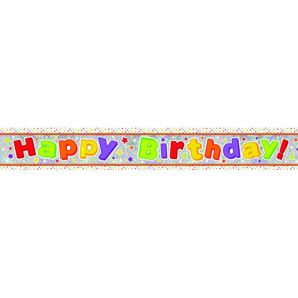 Banner Holographic Happy Birthday Multii - Celebrating Party Hire ...