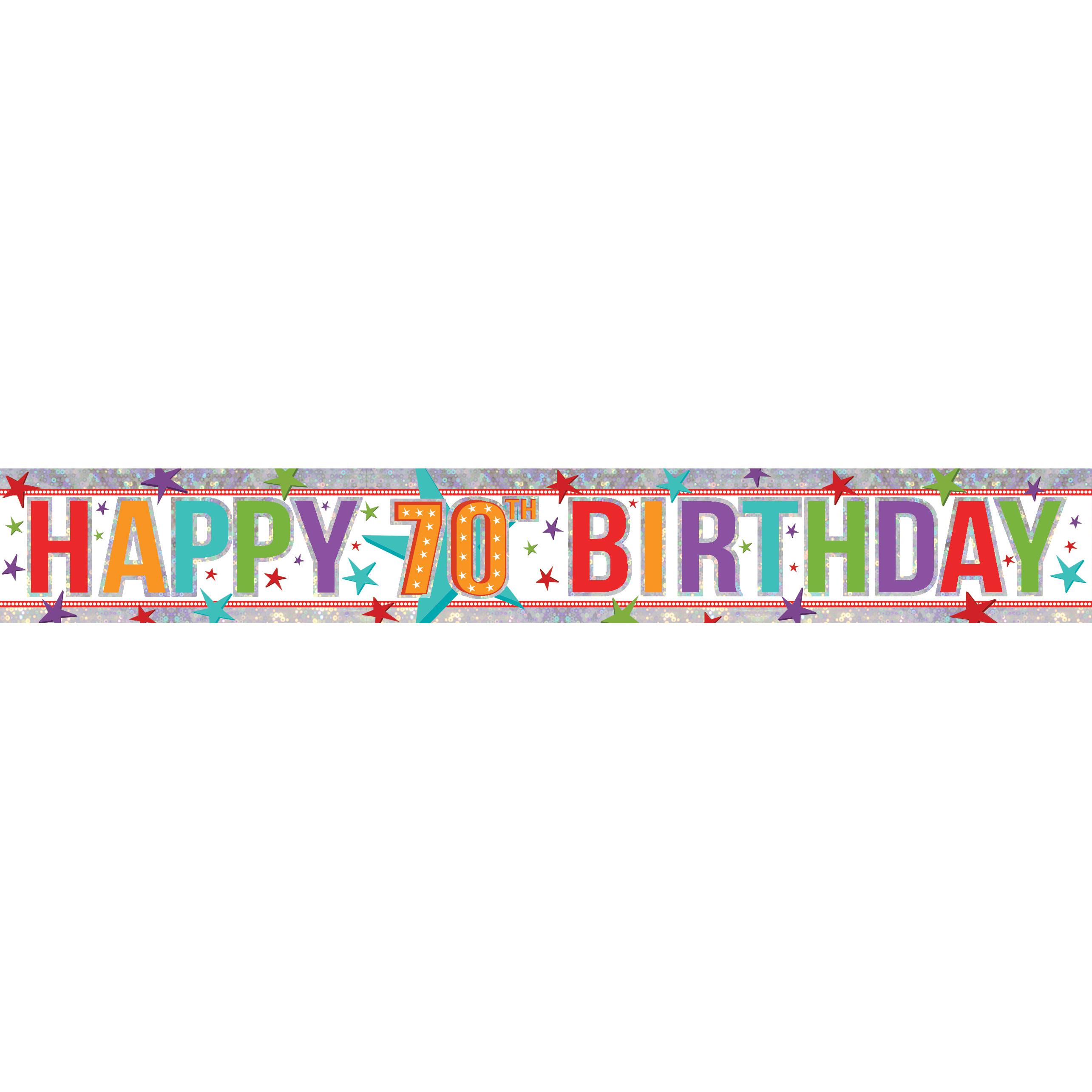 Banner Holographic Happy Birthday 70th Multi - Celebrating Party Hire ...