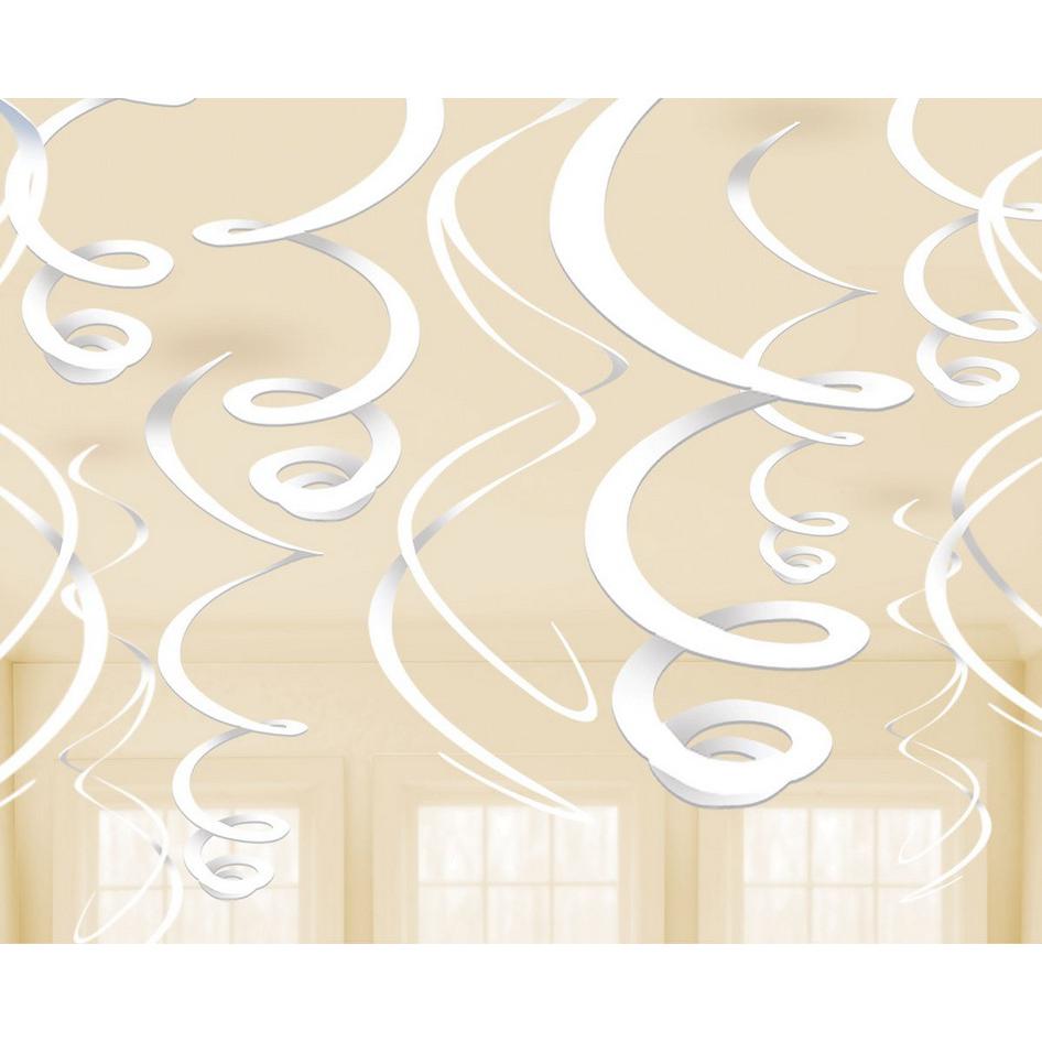 New White Plastic Swirls Decorations 55cm /12 